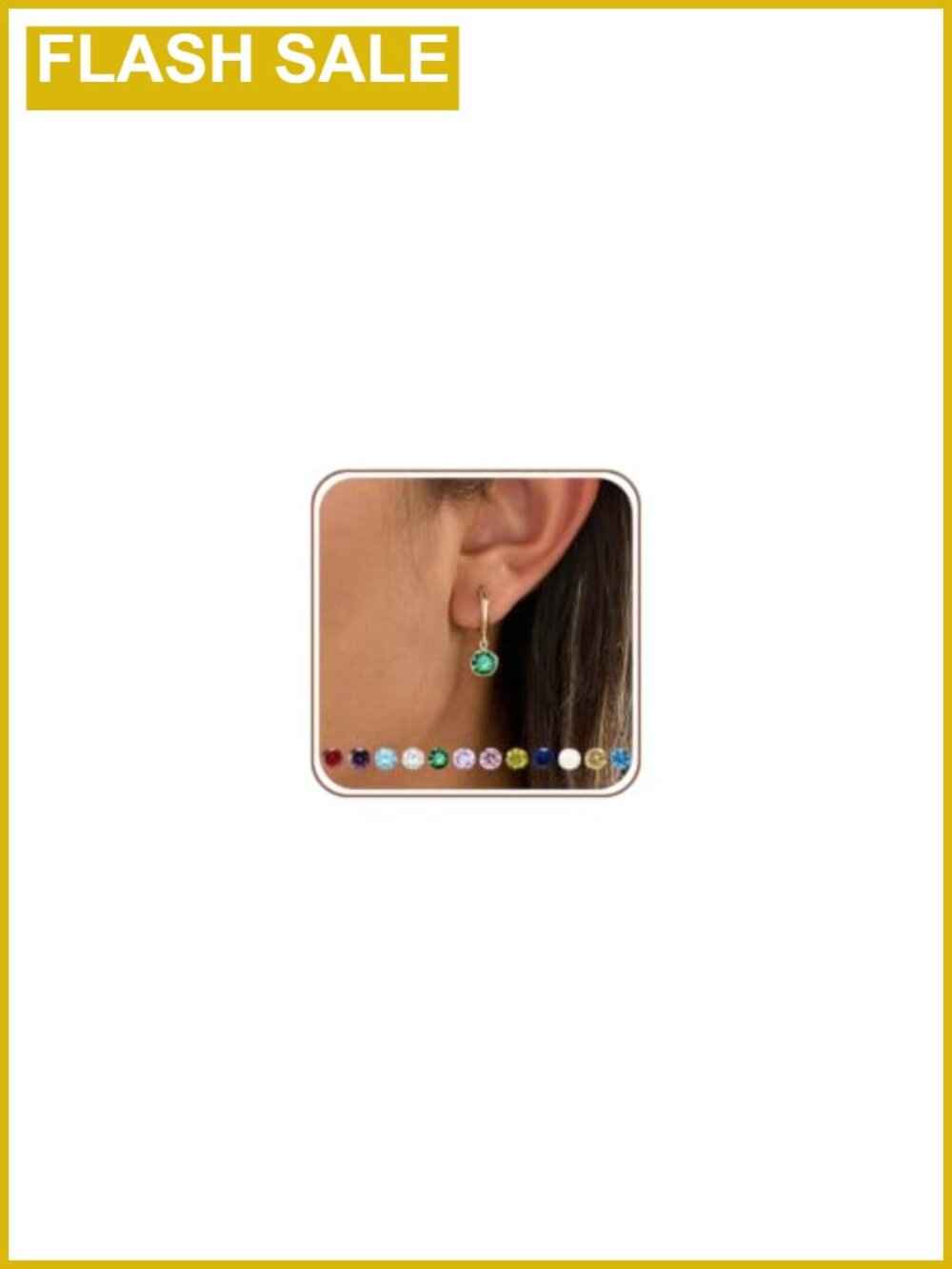 Birthstone Earrings Women Hypoallergenic Dainty 14K Gold Plated Huggie Hoops